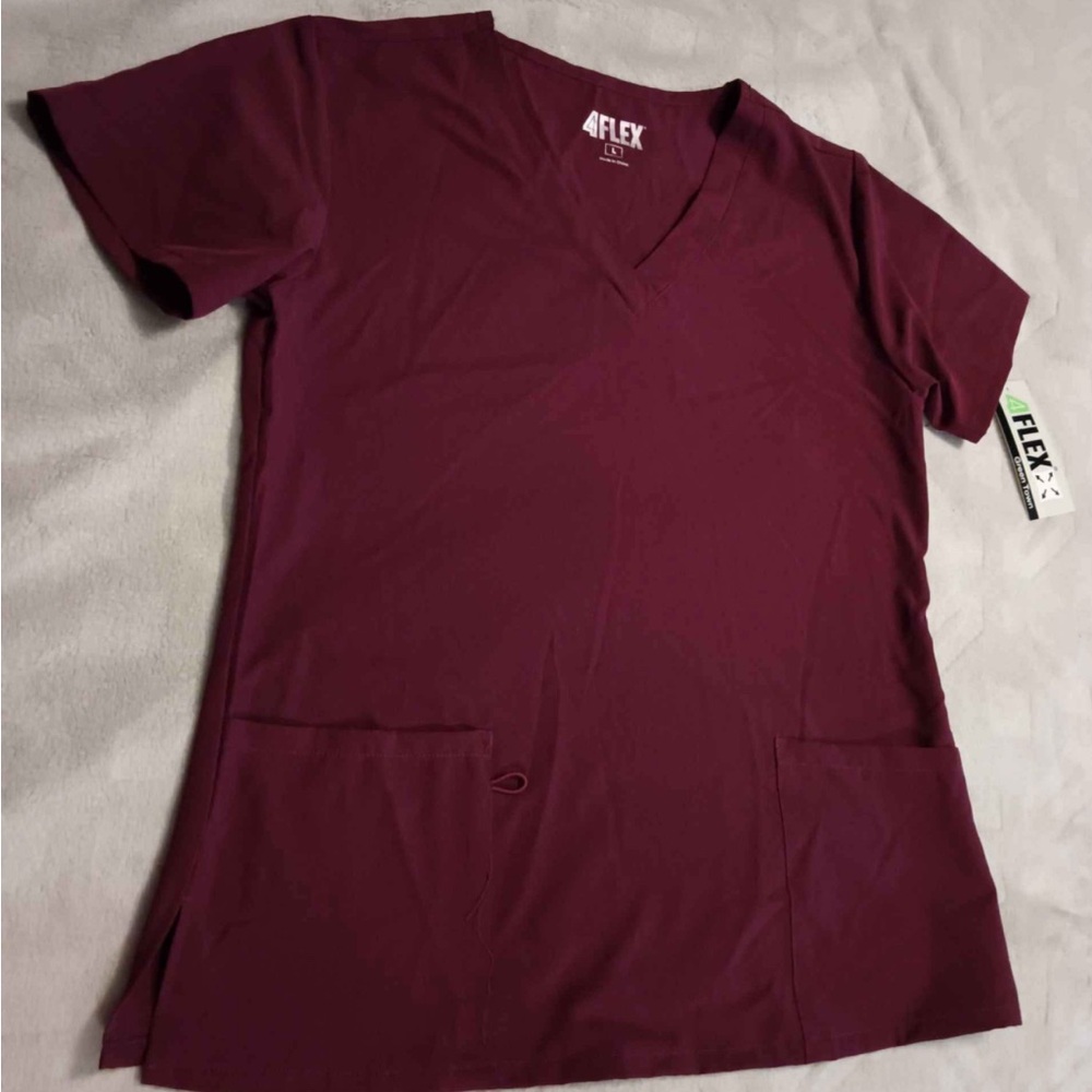 4FLEX Burgundy V-Neck Scrub set
